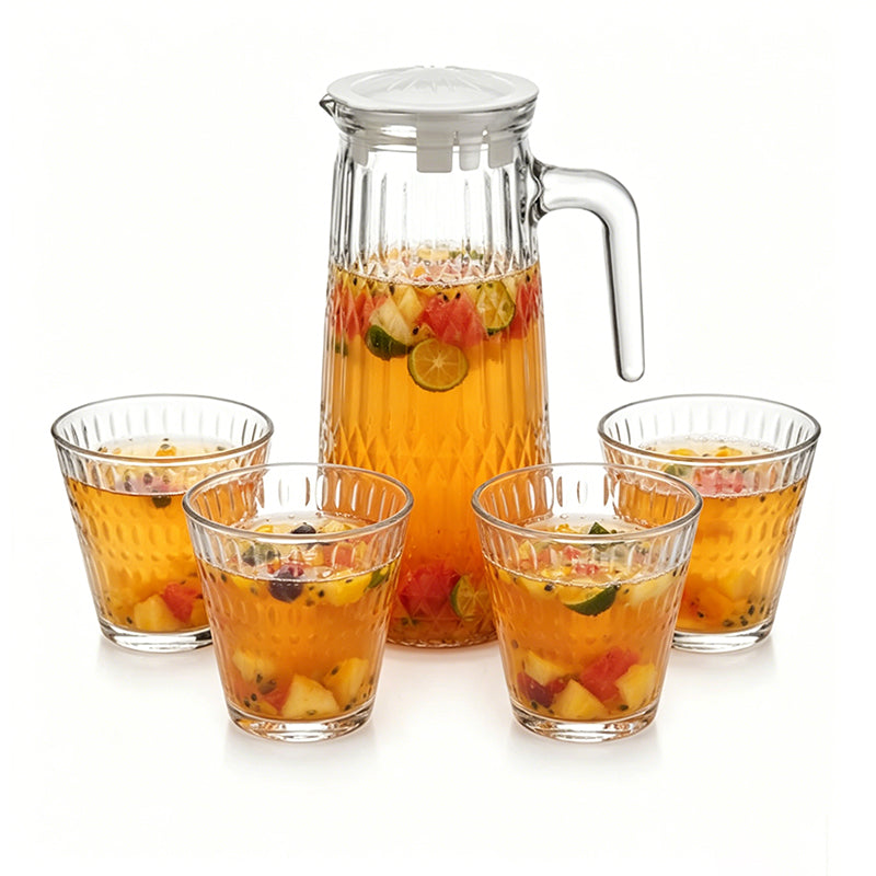 700mL Water Jug with 4 Cups Set Pitcher Jug with Lid for Hot Cold Water