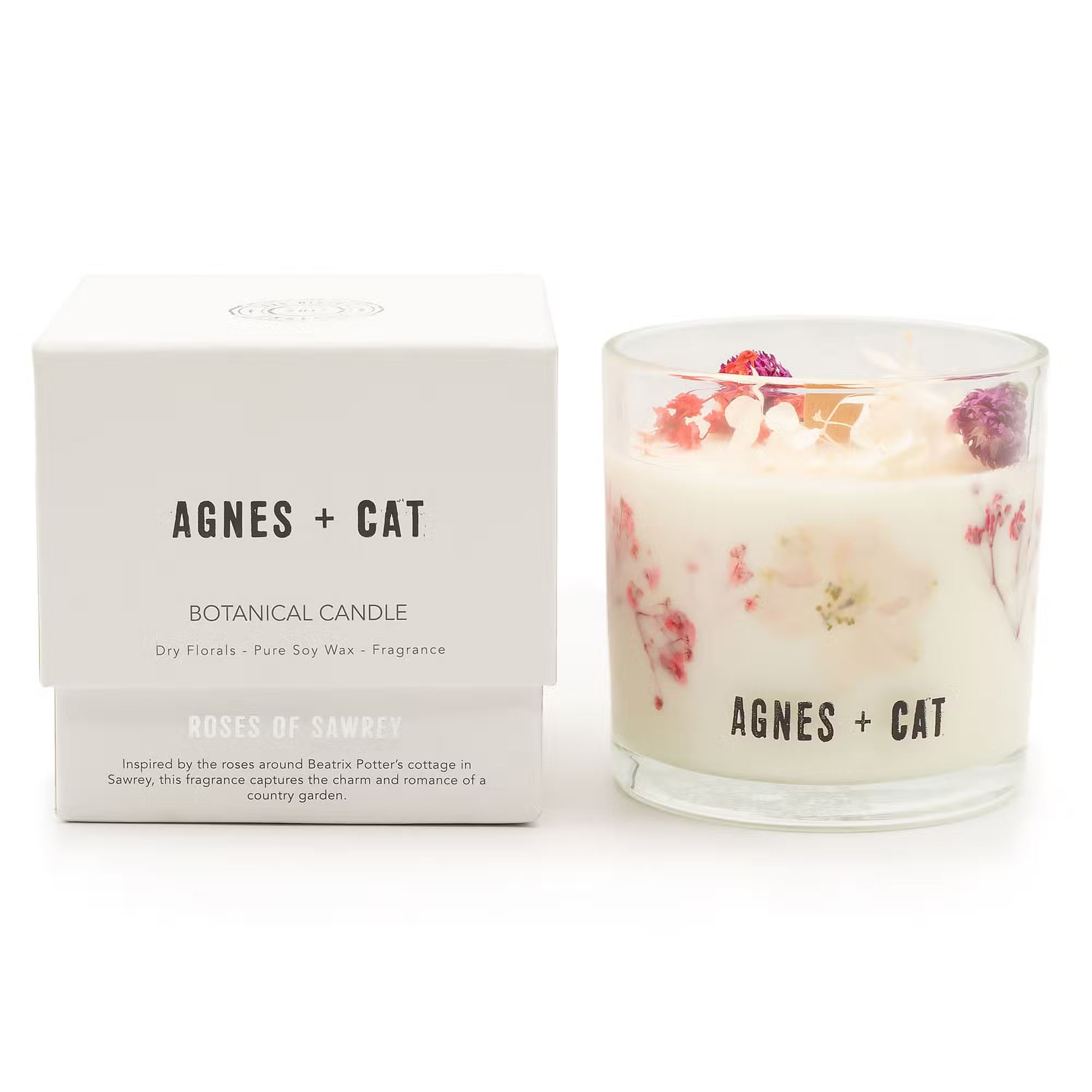 1x Agnes + Cat Botanical Soy Wax Candle - Roses of Sawrey